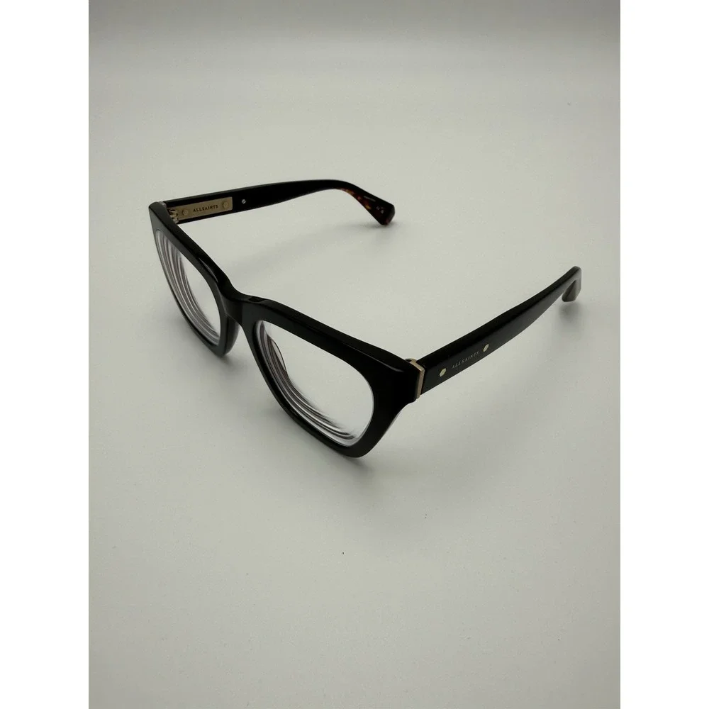 AllSaints ALS1018 001 Eyeglasses Frames 52-20 Black Cat Eye Gold w/ Case